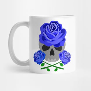 Blue Rose Skull Mug
